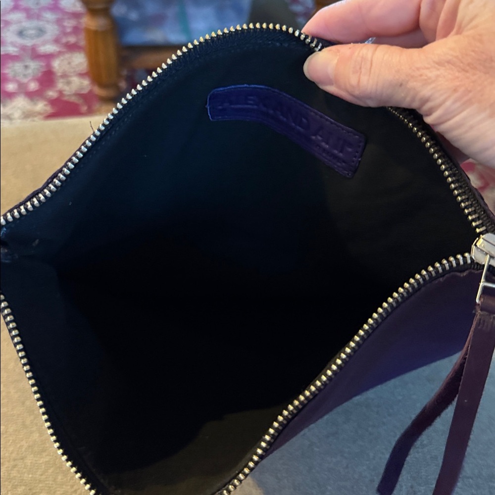 Alex and Ani Gabriel Embossed Leather Fold Over Purple Clutch (TD) - Picture 5 of 6